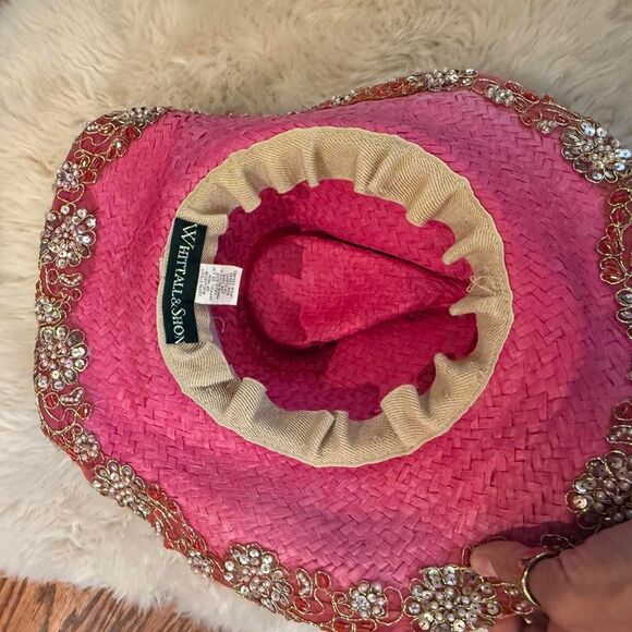 Designer Whittall and Shon cowgirl hat, barbie pink with embellishments main image 6